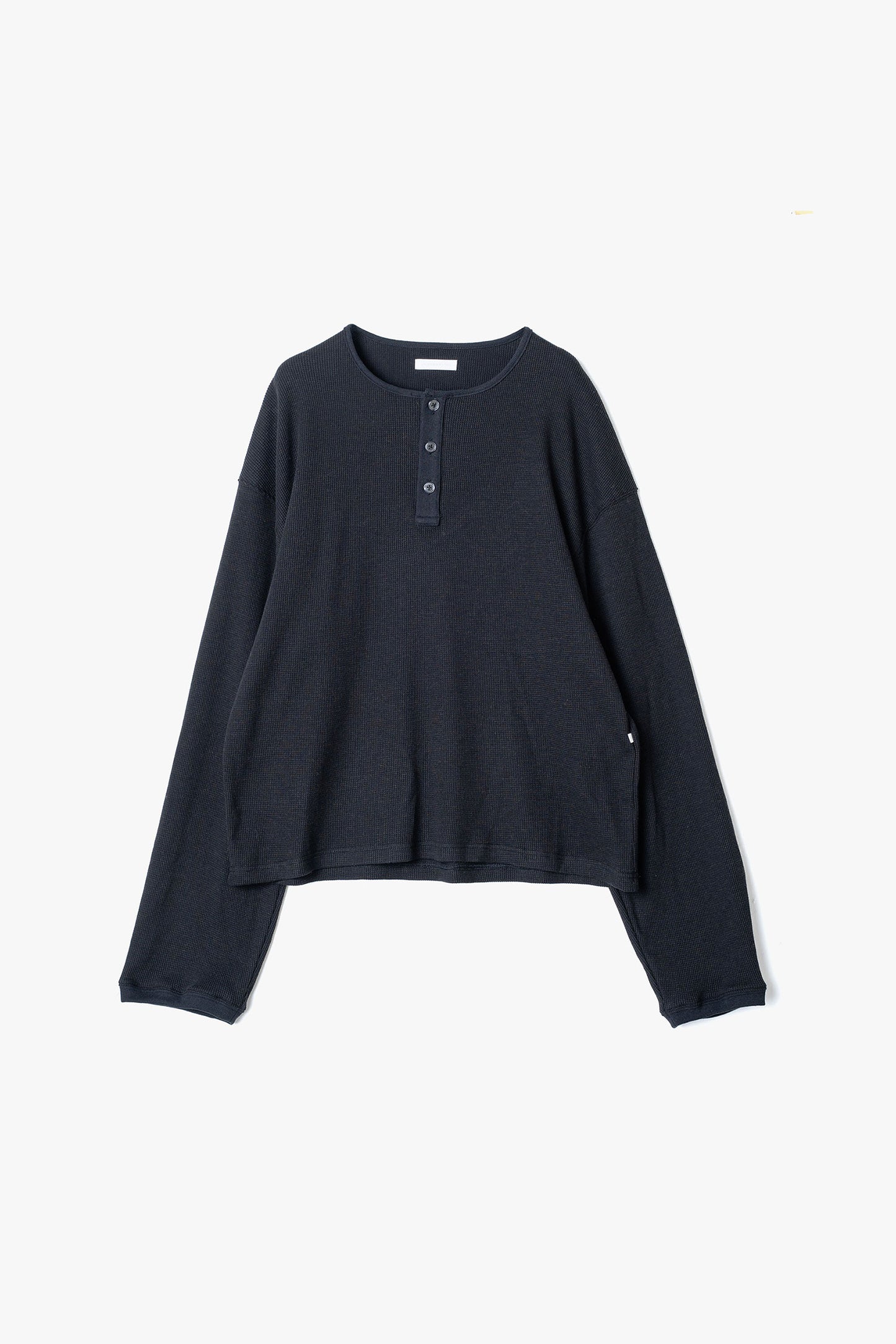 COTTON CASHMERE WAFFLE HENRY NECK TOP