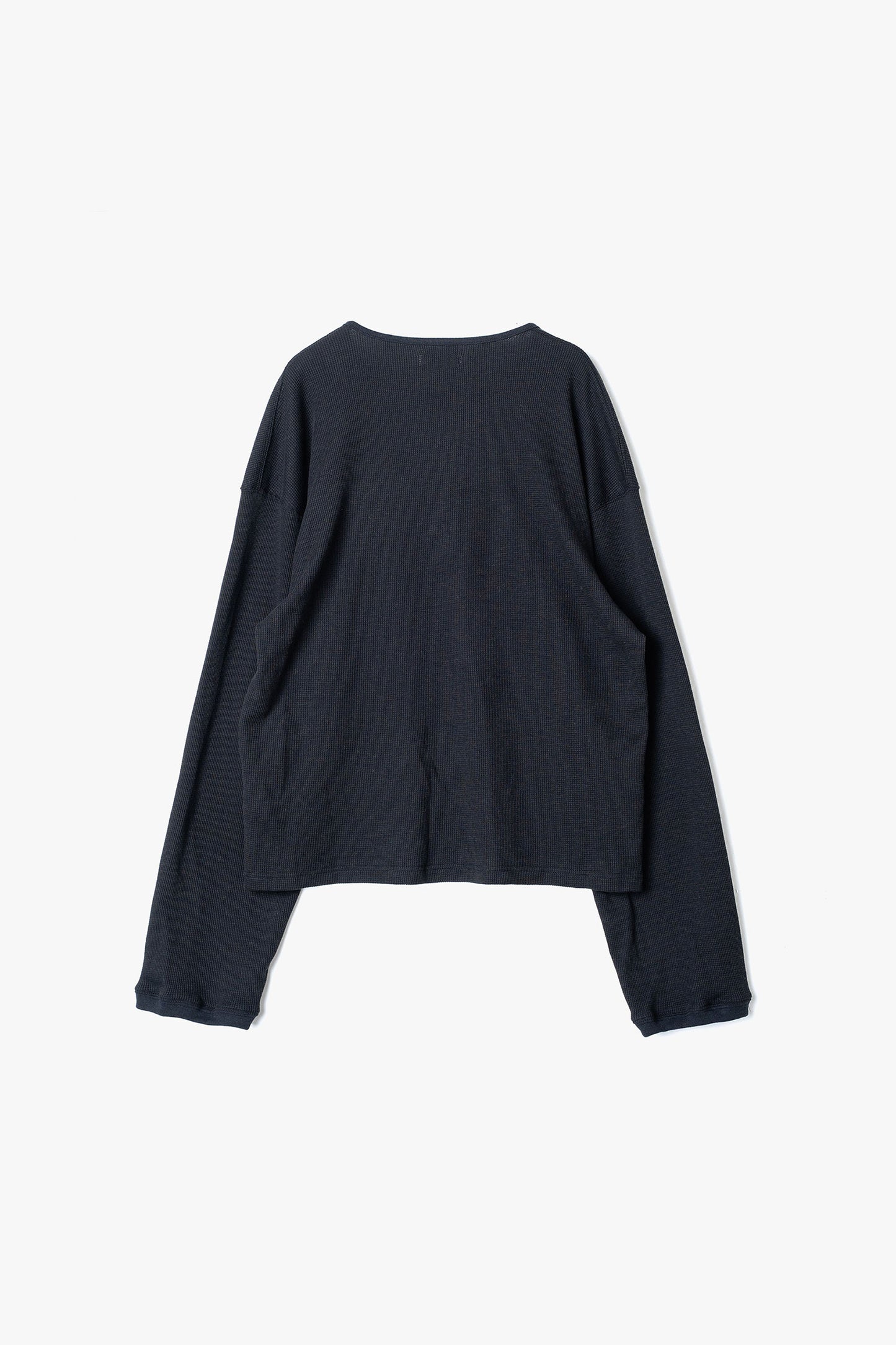 COTTON CASHMERE WAFFLE HENRY NECK TOP