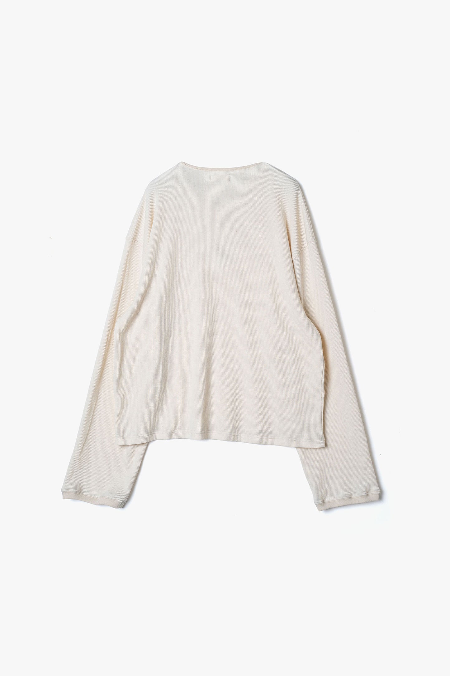 COTTON CASHMERE WAFFLE HENRY NECK TOP