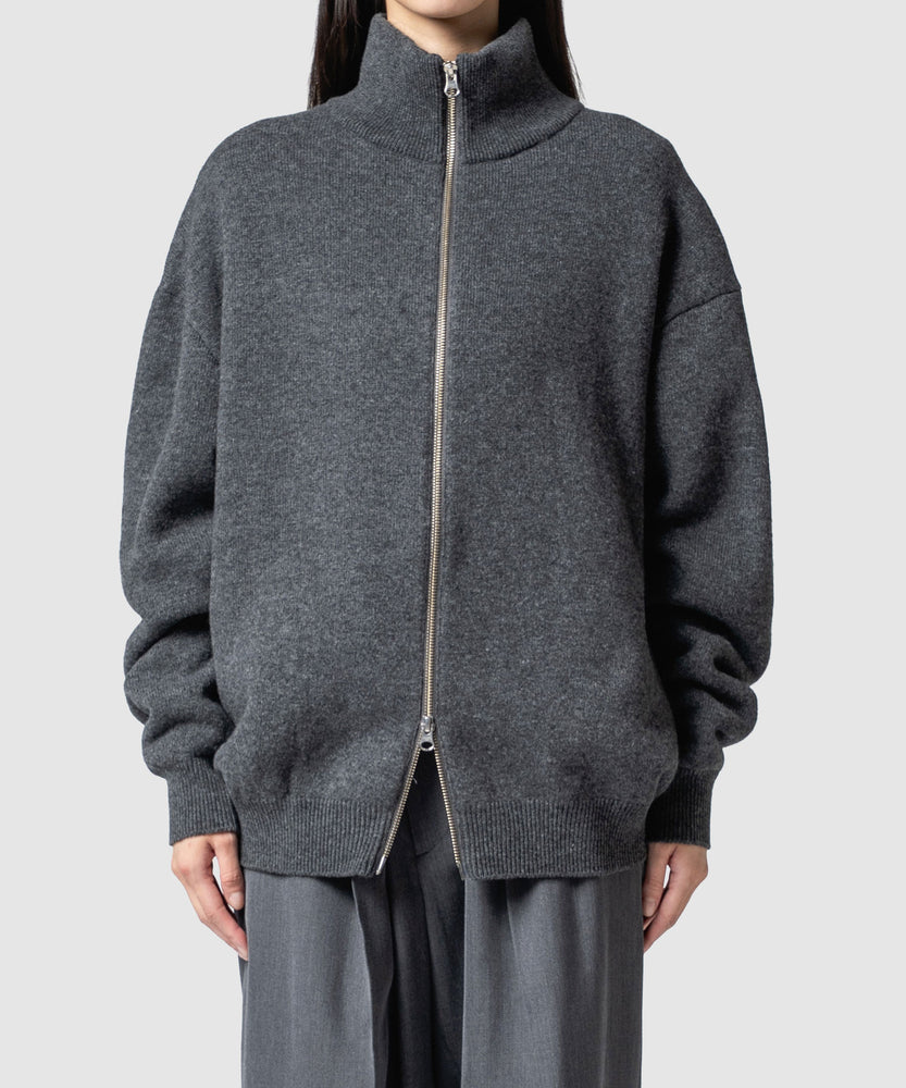 WOOL TERRY ZIP SWEATER