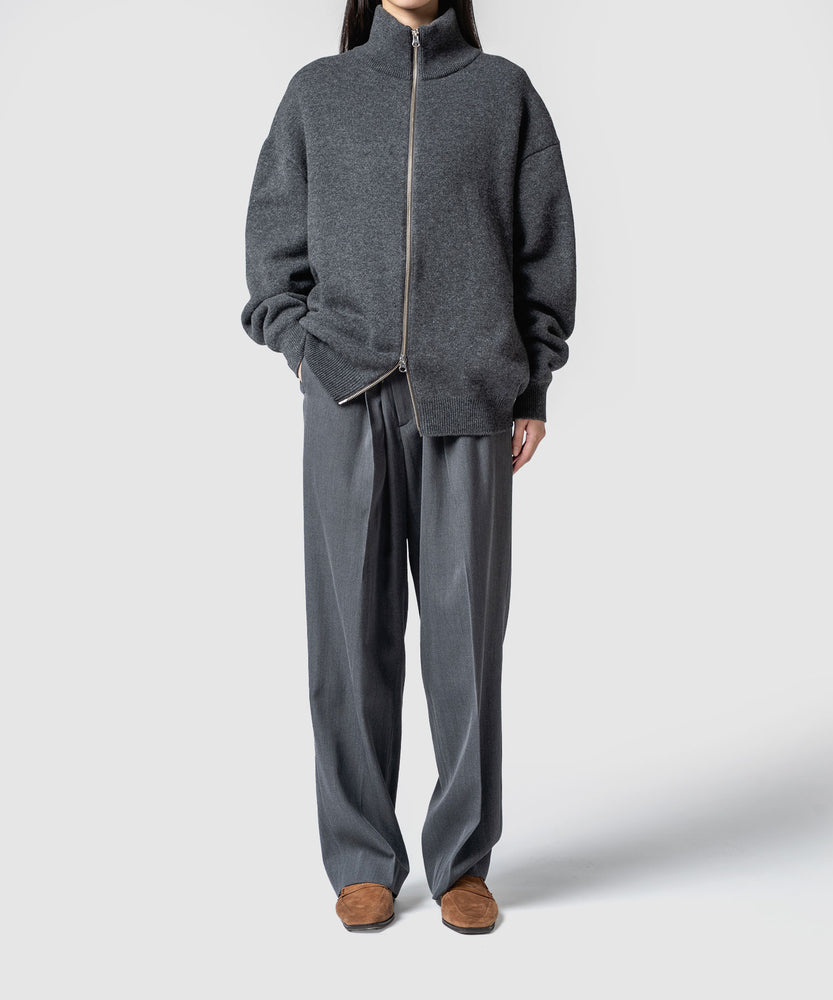 WOOL TERRY ZIP SWEATER