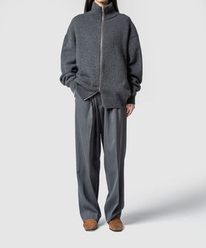 WOOL TERRY ZIP SWEATER