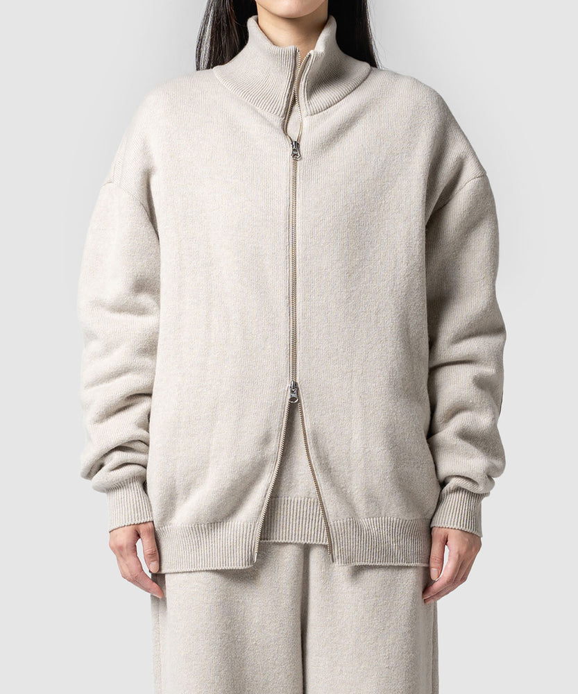 WOOL TERRY ZIP SWEATER