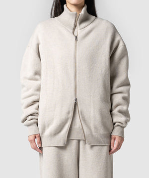 WOOL TERRY ZIP SWEATER