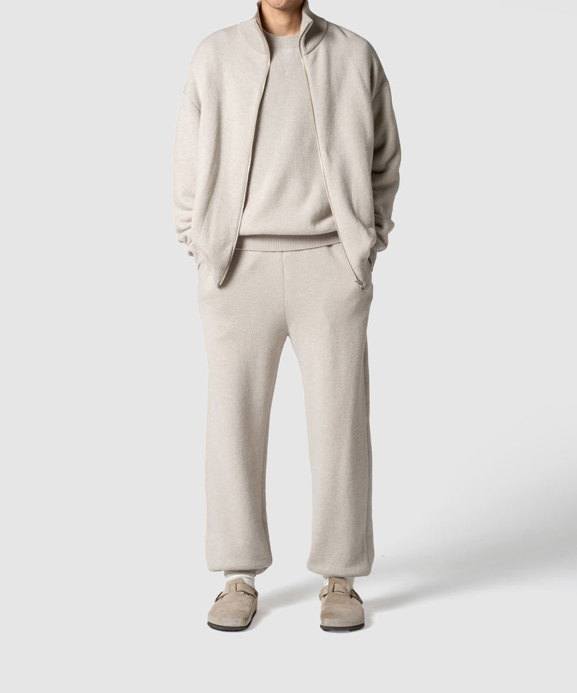 WOOL TERRY ZIP SWEATER