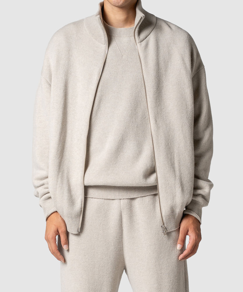 WOOL TERRY ZIP SWEATER