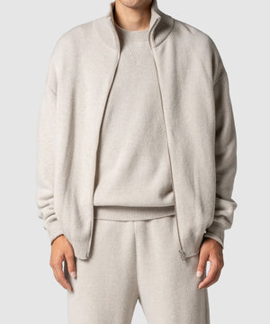 WOOL TERRY ZIP SWEATER