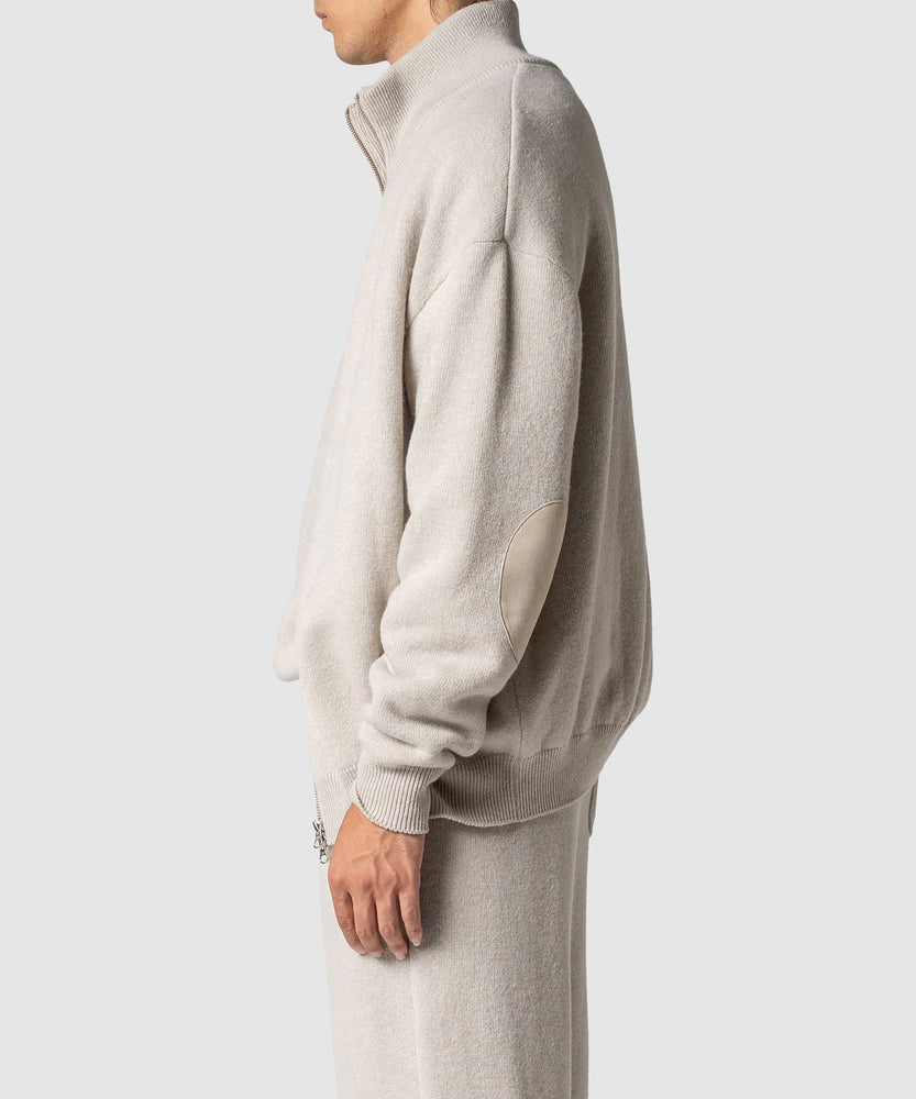 WOOL TERRY ZIP SWEATER