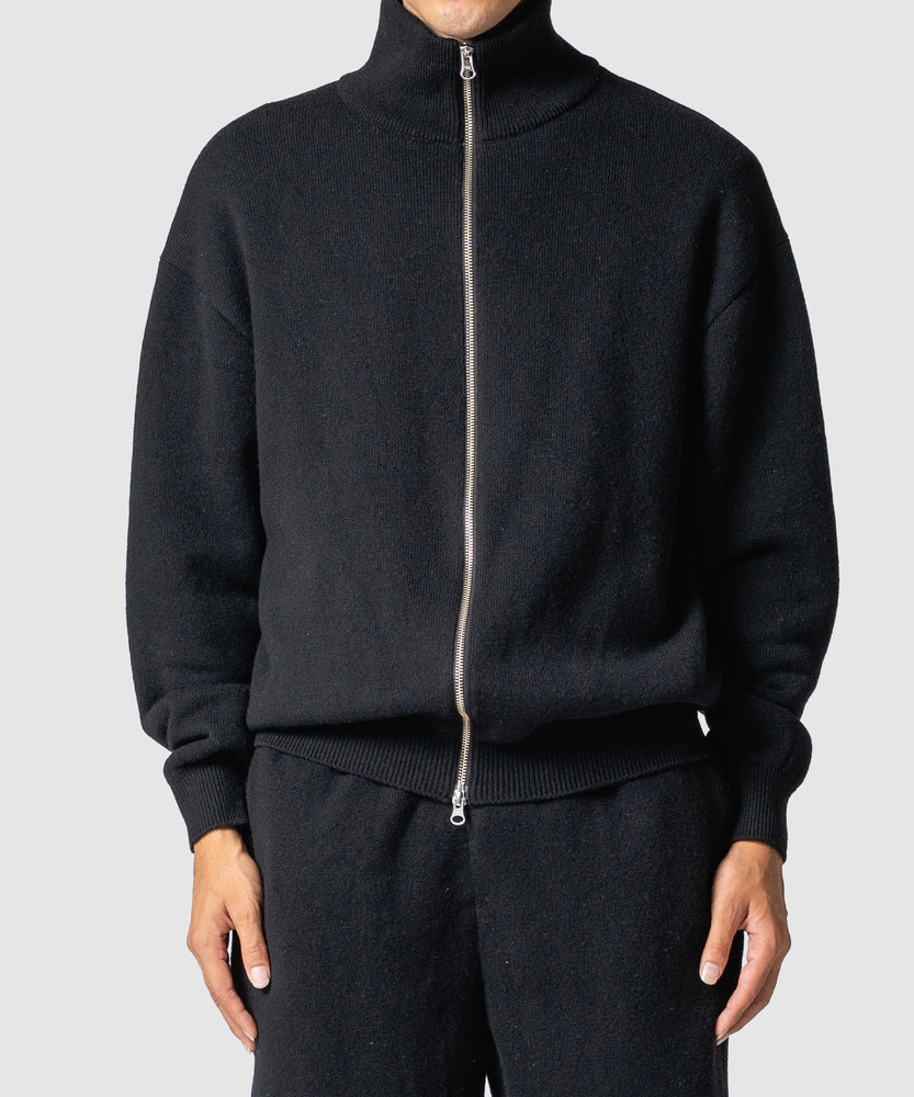 WOOL TERRY ZIP SWEATER
